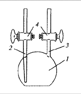 Рис. 5.2. Пикнометр: 1 – колбочка; 2, 3 – трубки; 4 – краны 
