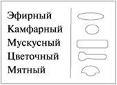 Формы молекул, соответствующие первичным запахам по Дж.Эймуру