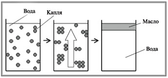 Рис. 8.41. Схема коалесценции и всплывания масла