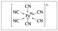 Рис. 1. Координация цианид-ионов вокруг иона железа 